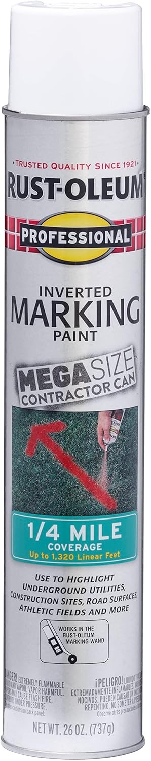 Professional 2X Distance Inverted Marking Spray Paint, 15 oz, White, 6 Pack