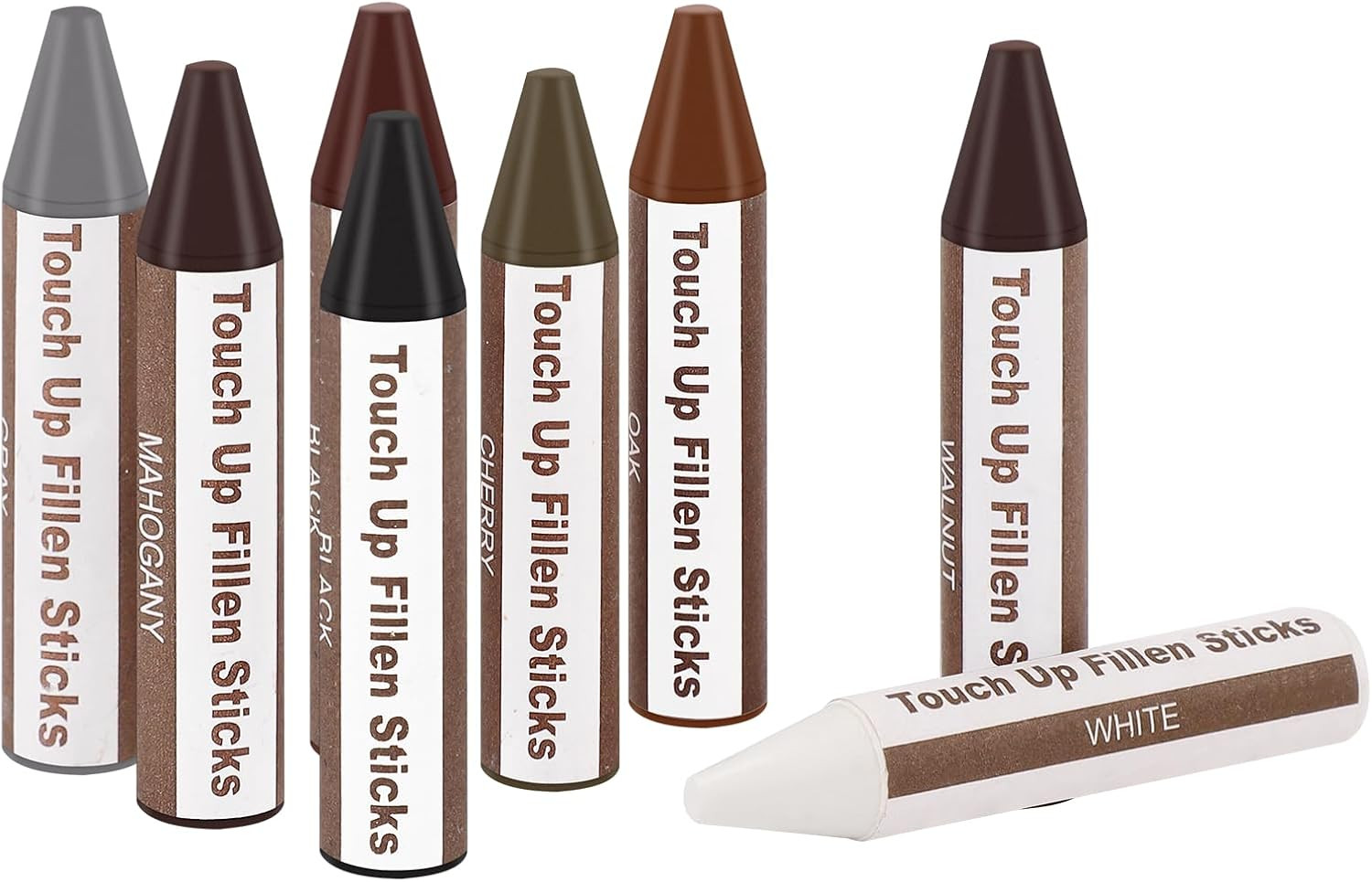 Wood Furniture Scratch Repair Filler Sticks, 8 Colors Wax Sticks with Sharpener,