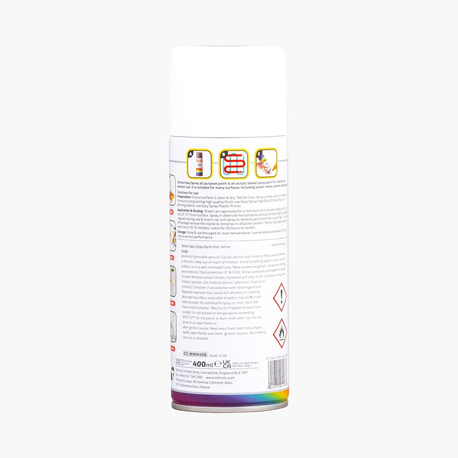 Easy Spray Paint – Matt White 400ml – All-Purpose Fast Drying Acrylic Spray f…
