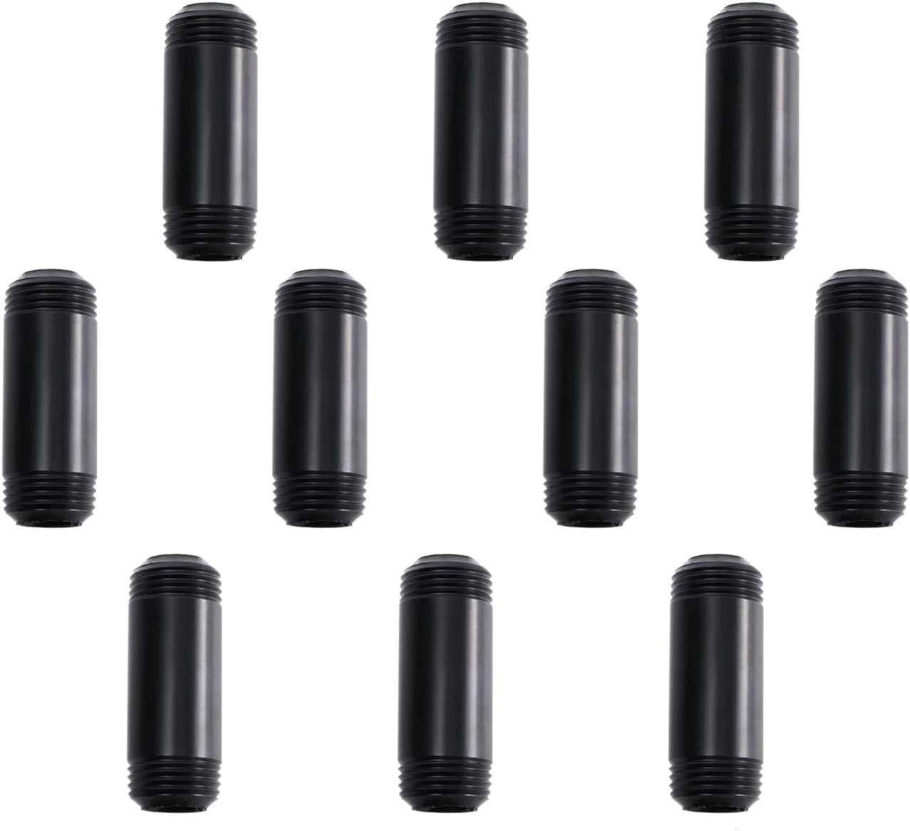 1/2″ x 2″ Black Painted Iron Pipe, Home TZH 10 Pack Black Paint Finish Threaded