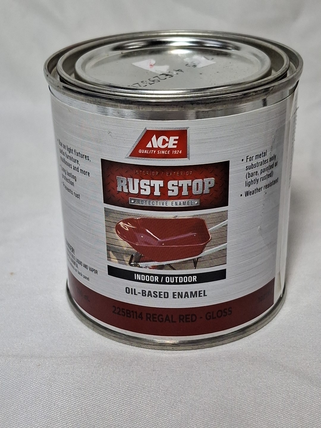 ACE RUST STOP Protective Enamel Paint Stops Rust, 8-Oz, Regal RED Oil-Based