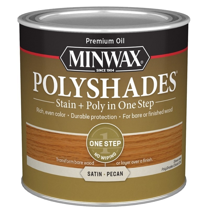 Minwax PolyShades 213204444 Wood Stain and Polyurethane, Satin, Pecan, Liquid, 0