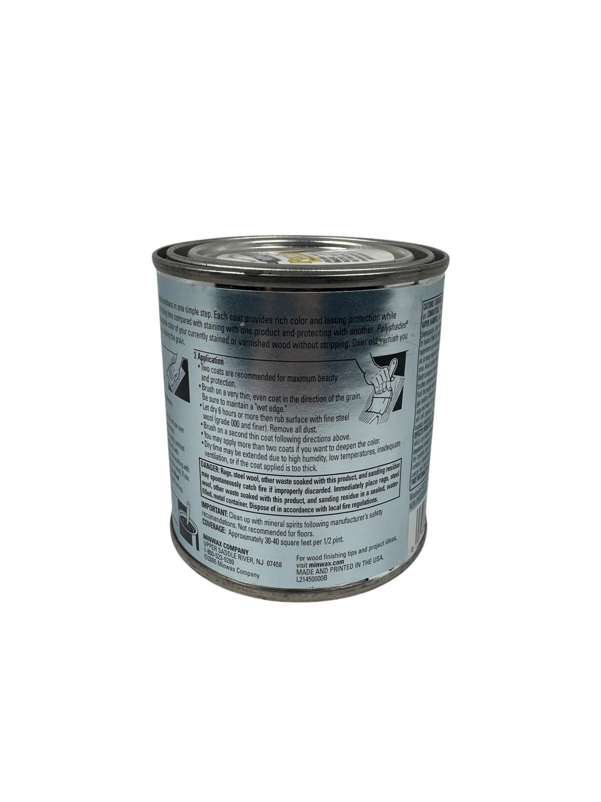Minwax PolyShade Stain & Polyurethane Royal Walnut Gloss 1/2 Pint 8 Fl Oz DISC