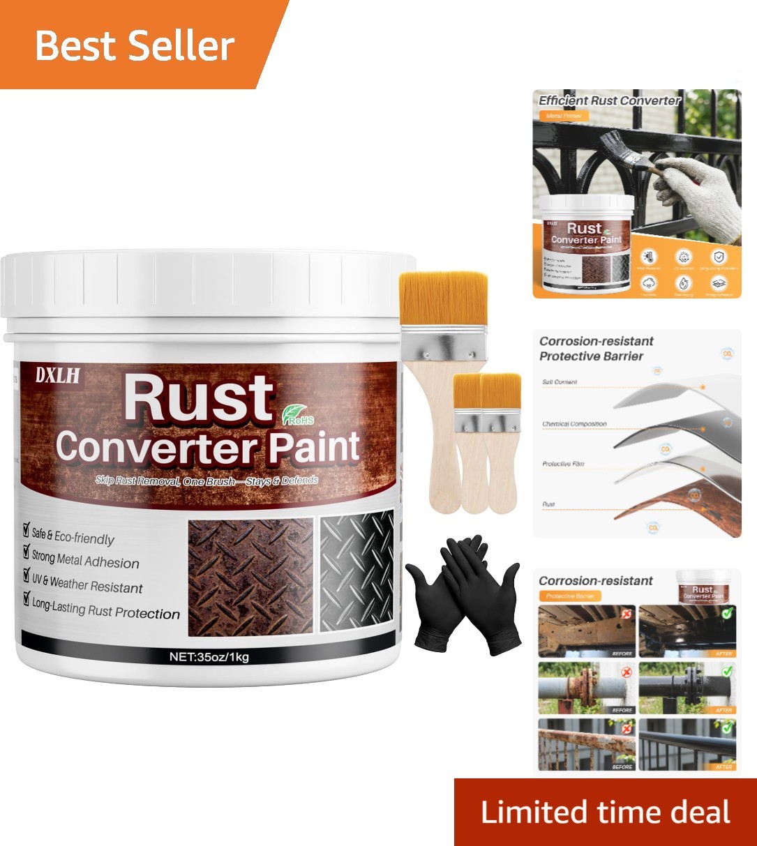 Easy Apply 2-in-1 Rust Converter Paint – 35oz Fast-Drying & Waterproof Formula