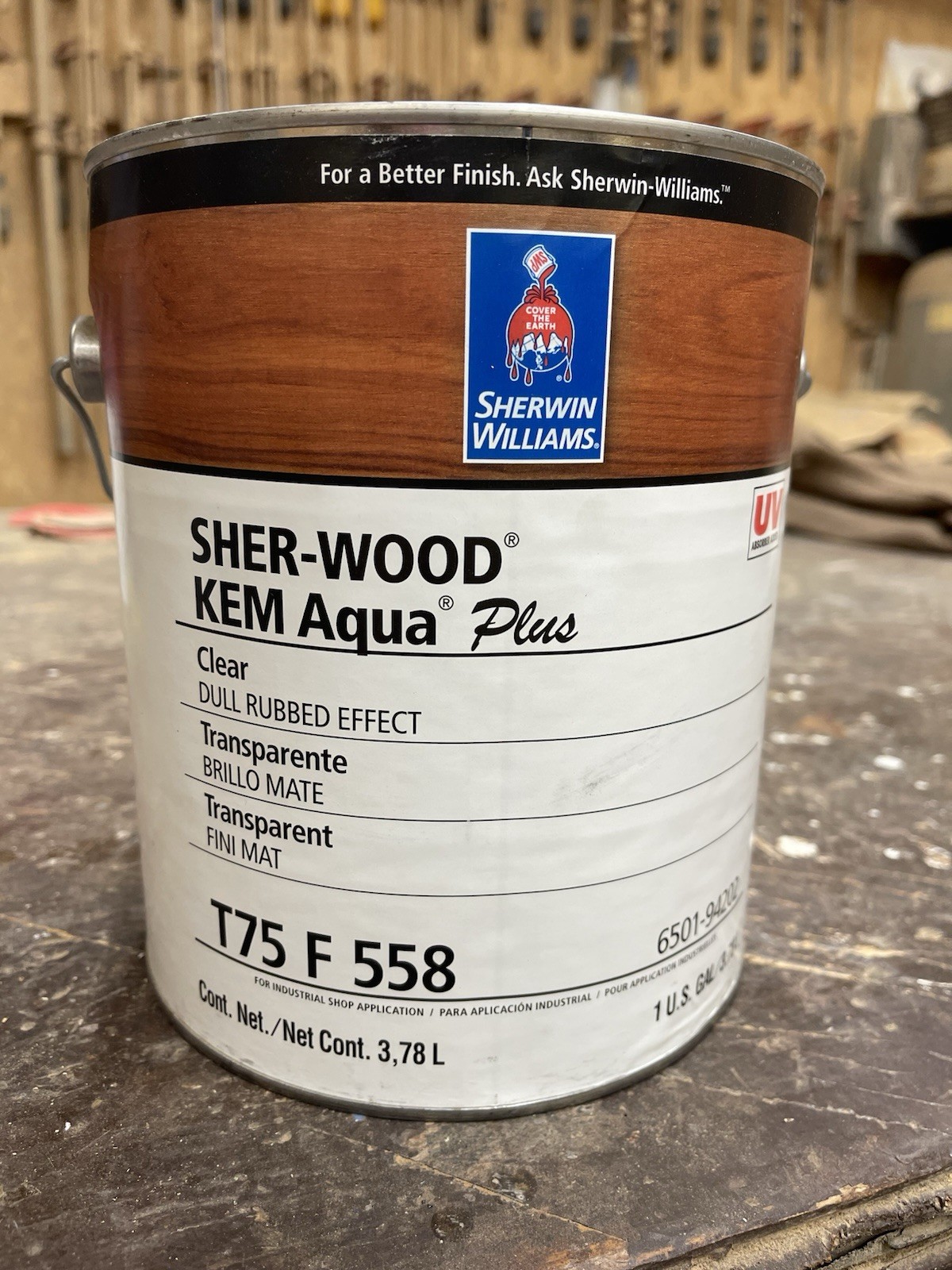 Sherwin Williams Sher-Wood Kem Aqua Plus Clear Dull Rubbed Effect Lacquer/Gallon