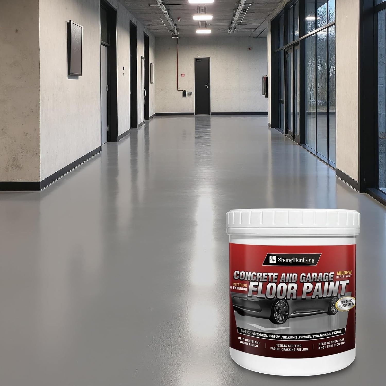 Professional Epoxy Floor Paint Kit 1 Gallon – dark gray Acrylic Concrete Coat…