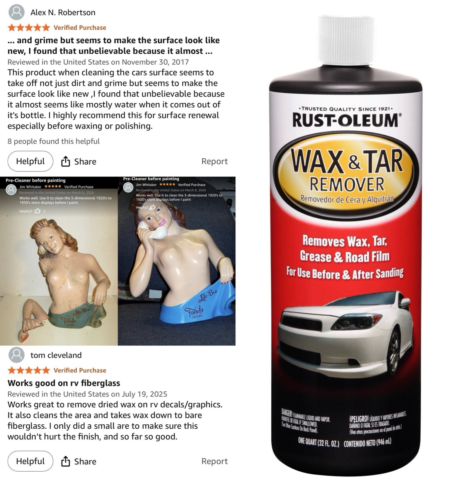 Rust-Oleum Wax and Tar Remover 32oz Road Film Traffic Film TFR Paint Prep Liquid