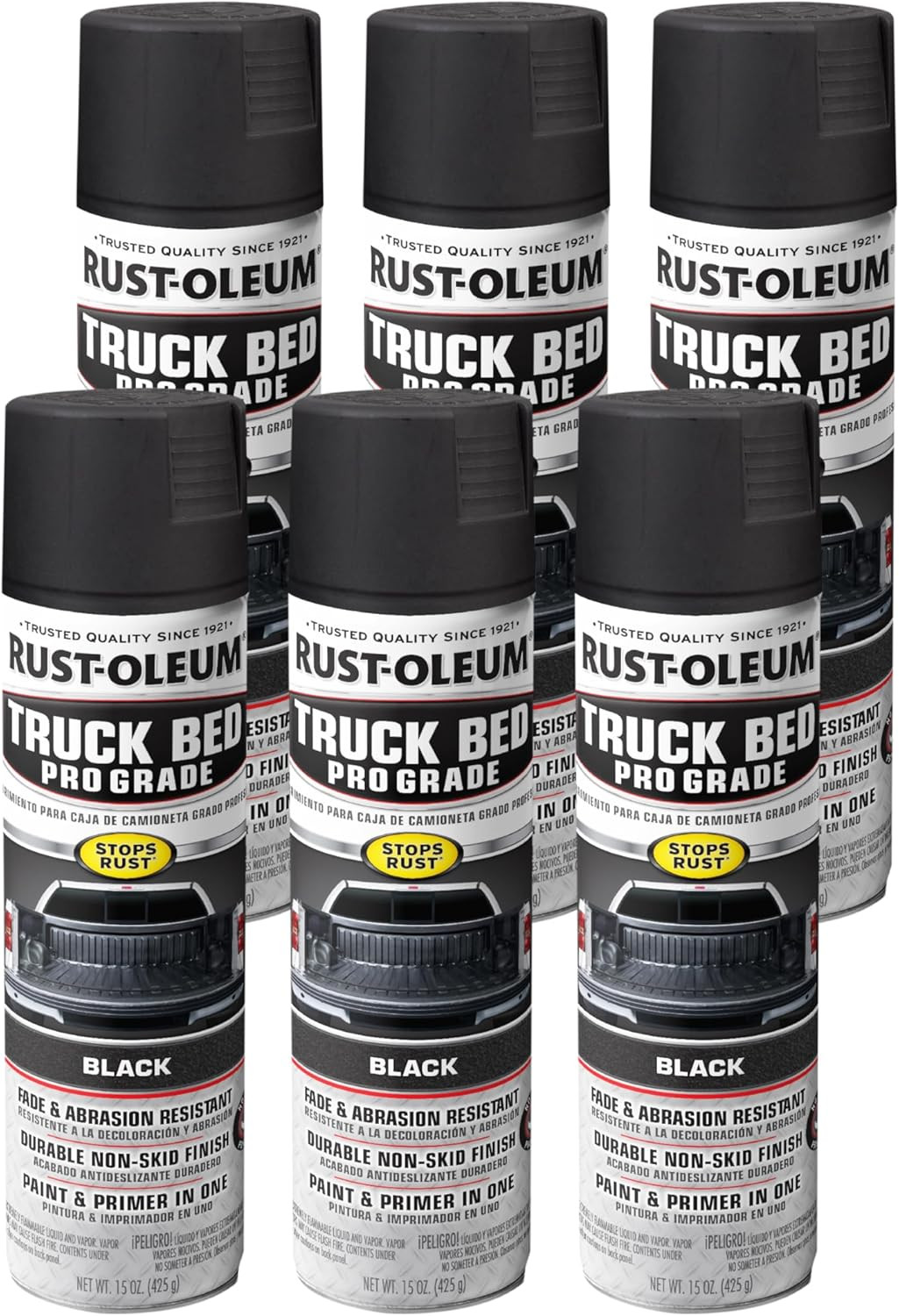 272741-6PK Automotive Professional Grade Truck Bed Coating Spray, 15 Oz, Matte B