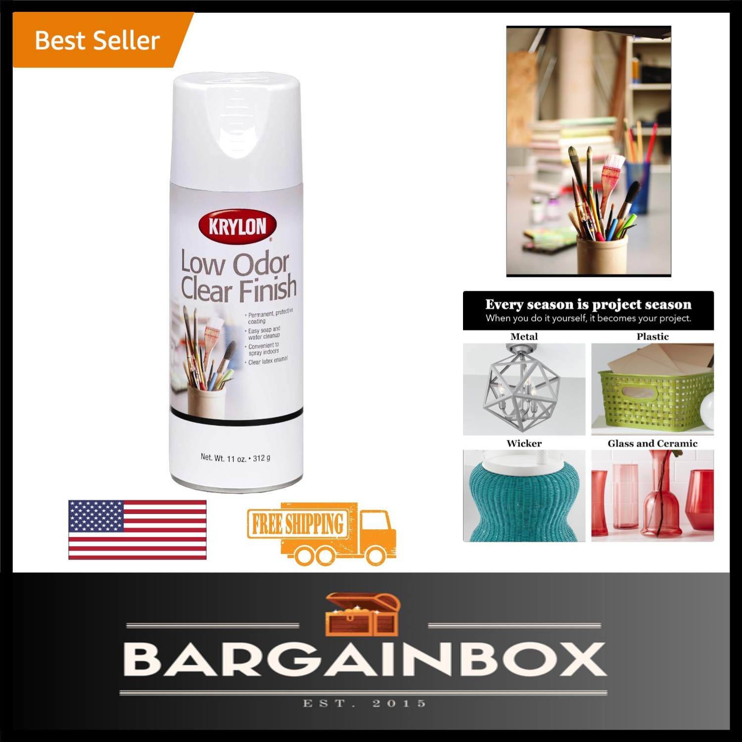 Low Odor 11-Ounce Clear Matte Finish Spray – Ideal for Crafts and Home Projects