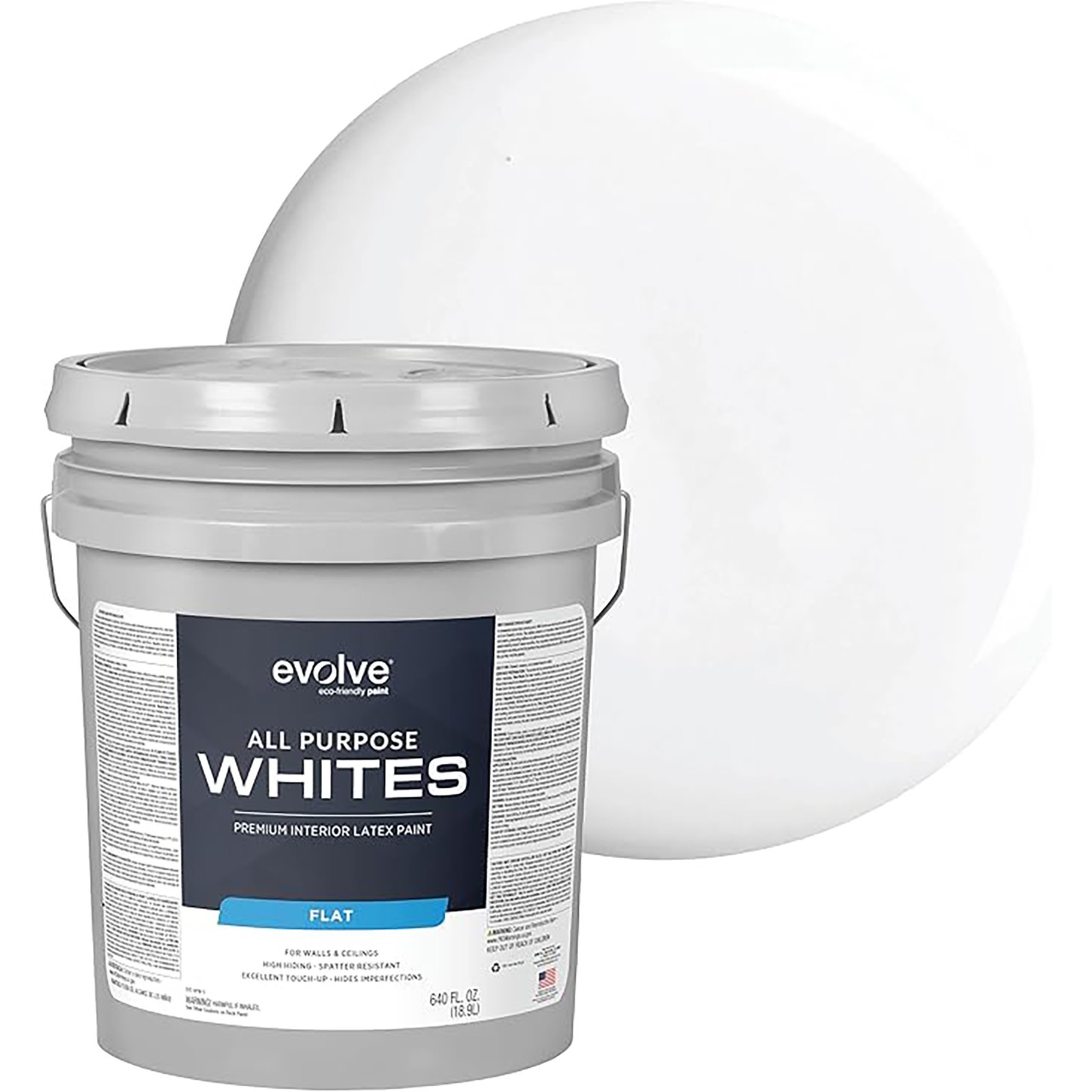Evolve All Purpose Whites: Latex Flat Interior Paint Bright White 5gal