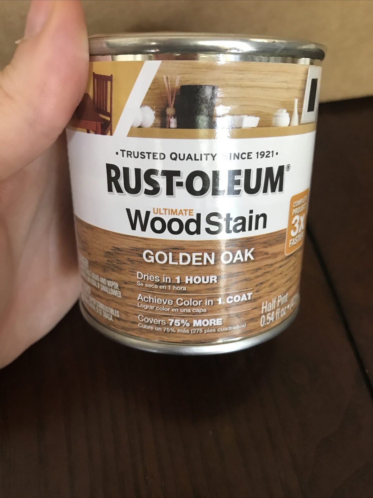 Rust-Oleum Wood Stain Golden Oak Dries 1 Hour Half Pint 0.54 Fl Oz.