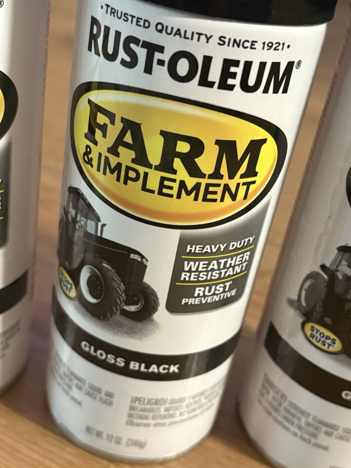 RustOleum Gloss Black Farm & Implement Spray Paint – 12 oz. Lot of 3 Cans