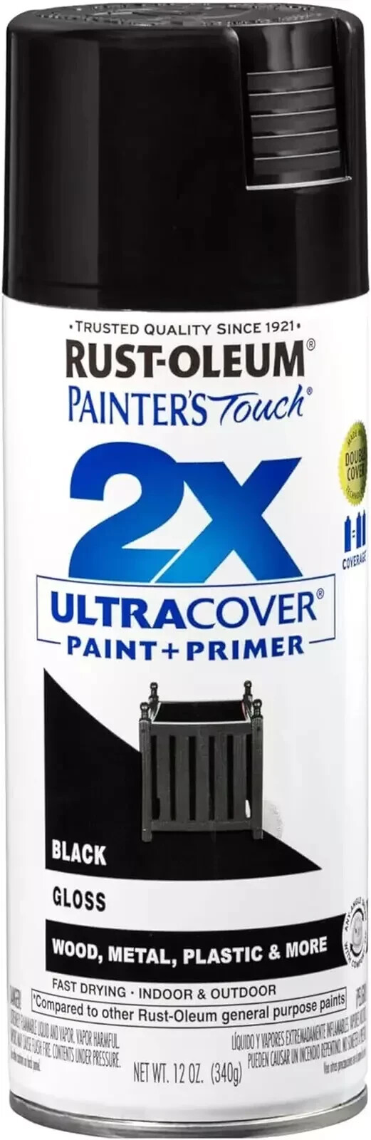 Gloss Black Spray Paint 12oz Gloss Finish For Wood Metal Plastic Plaster Ceramic