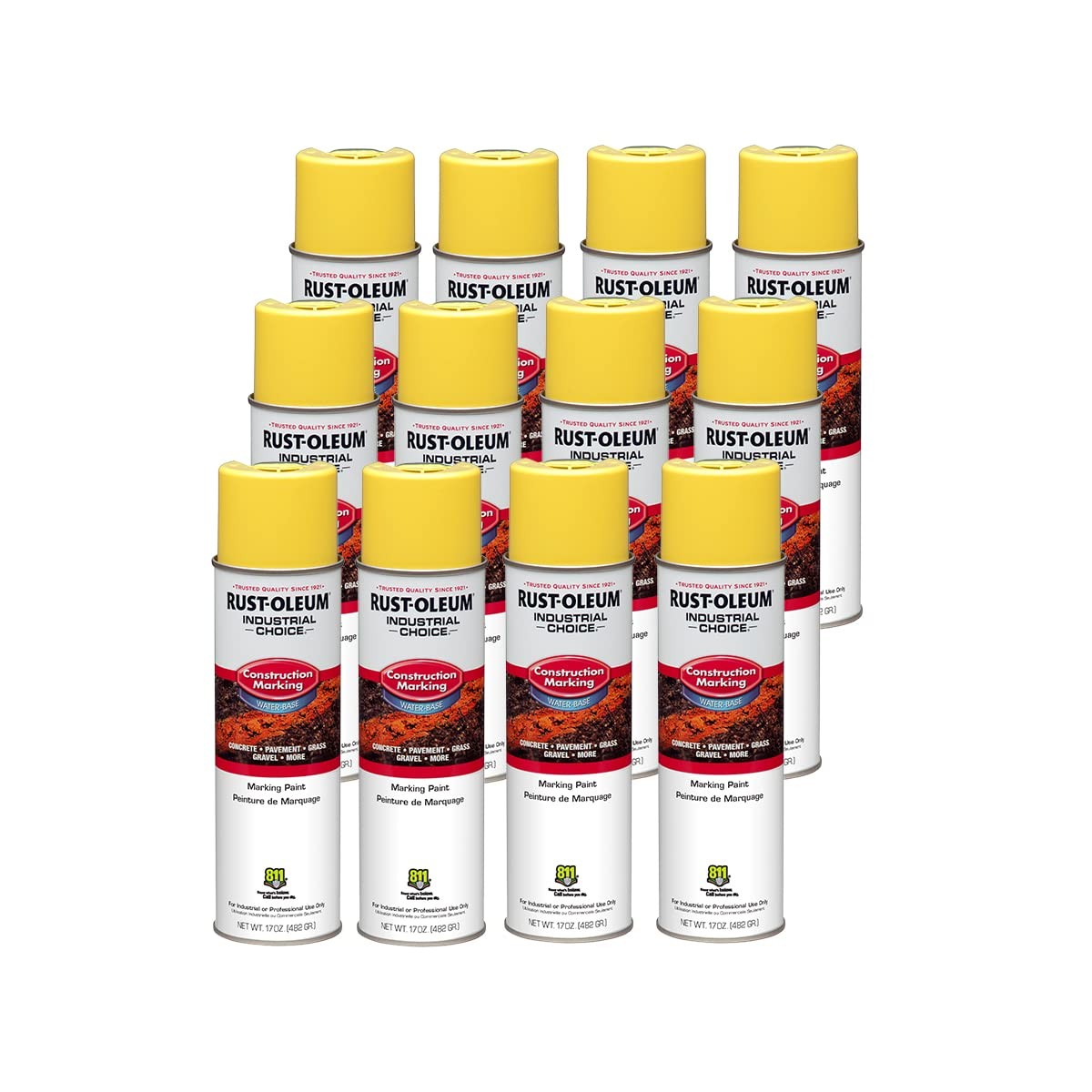 Rust-oleum High Visibility 17 Ounce Marking Paint Pack Of 12 Fast Dry Durable