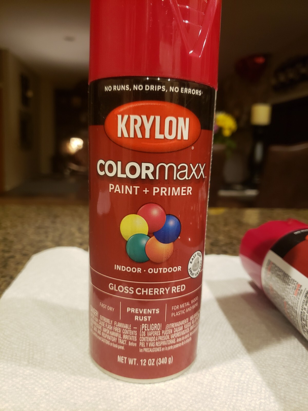 3 PACK Krylon Spray Paint &Primer Gloss cherry 12oz n/Outdoors Rust Protection