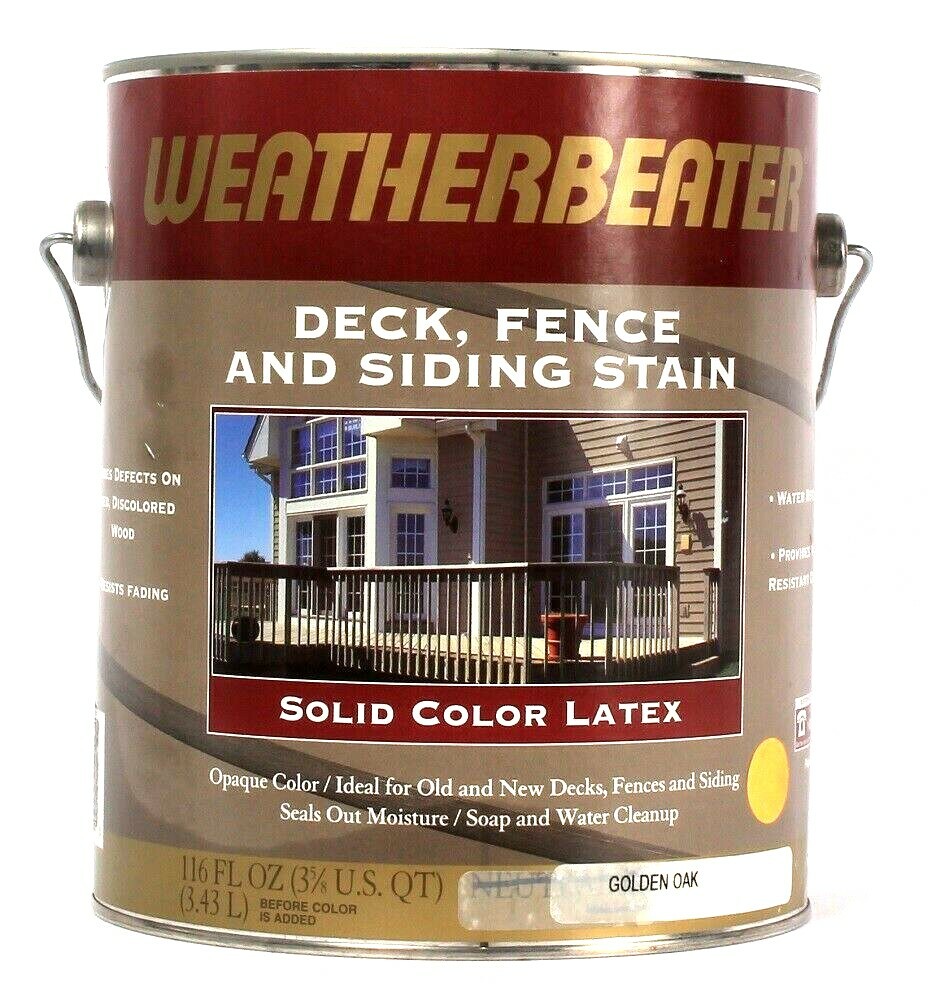 1 Can Weatherbeater 116 Oz Golden Oak Solid Color Latex Deck Fence Siding Stain