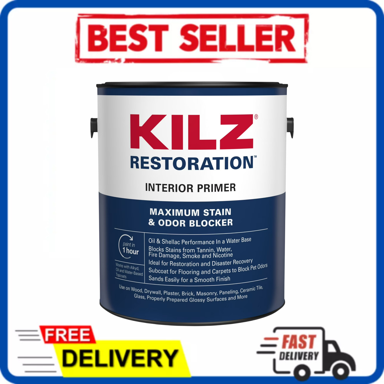 KILZ Restoration Maximum Stain & Odor Blocking Interior Latex Primer 1 Gallon