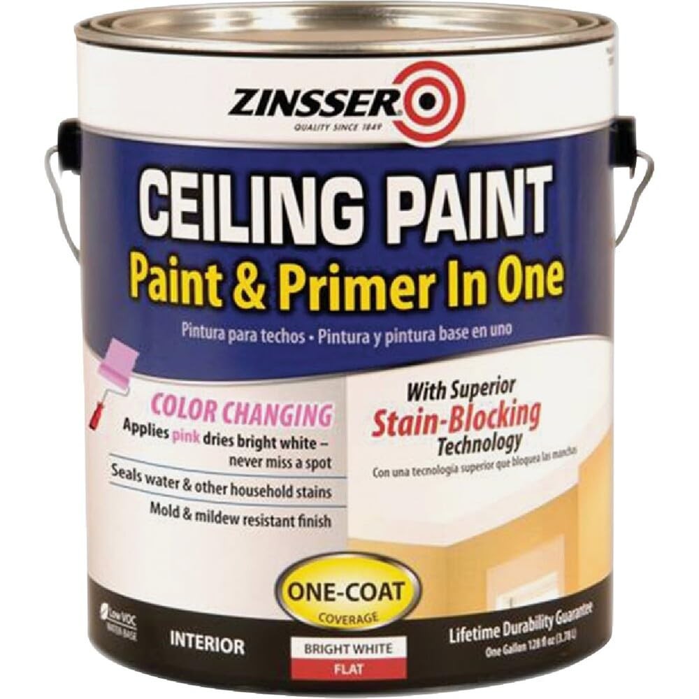 Rust-Oleum Zinsser 260967 Ceiling Paint Gallon – Bright White, Low VOC, Latex