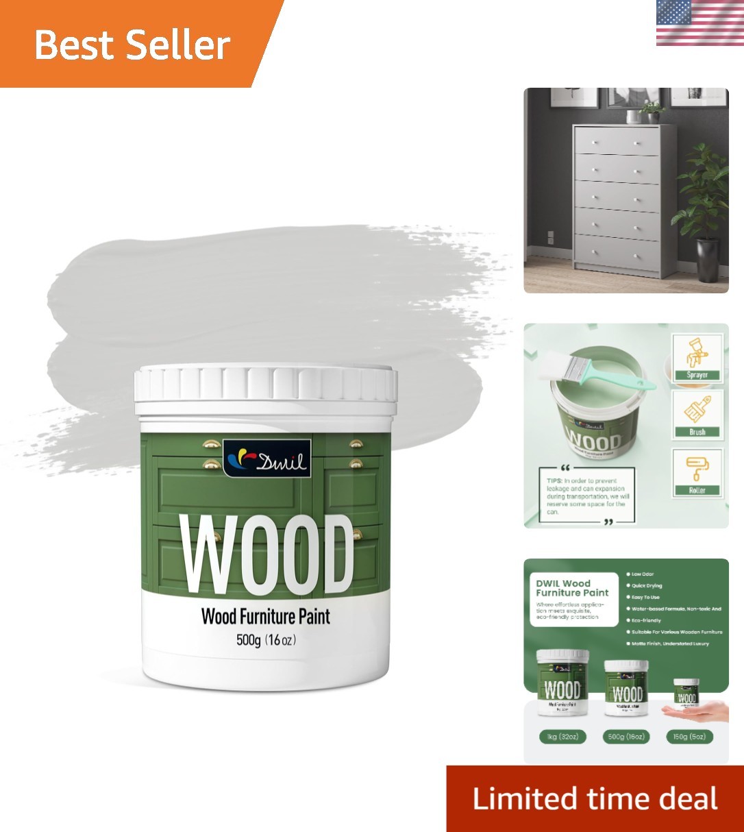 Indoor & Outdoor Matte Finish Acrylic Paint – Non-Toxic 16oz for Cabinets & More