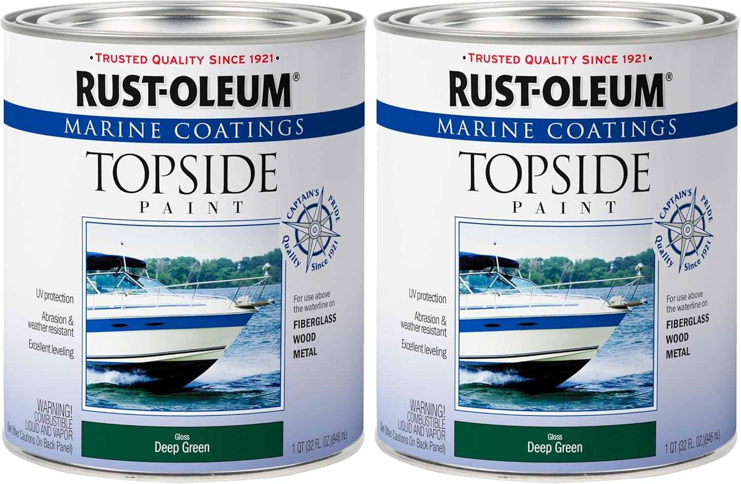 , Deep Green 207007 Marine Coatings Topside Paint, Quart, 32 Fl Oz (Pack of 2),