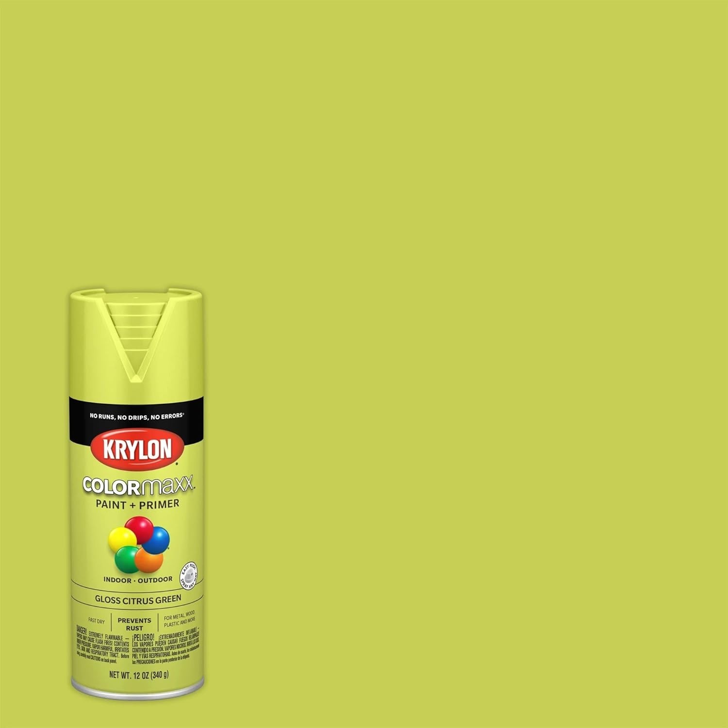 Versatile 12 oz Gloss Citrus Green Spray Paint & Primer for Indoor/Outdoor Use