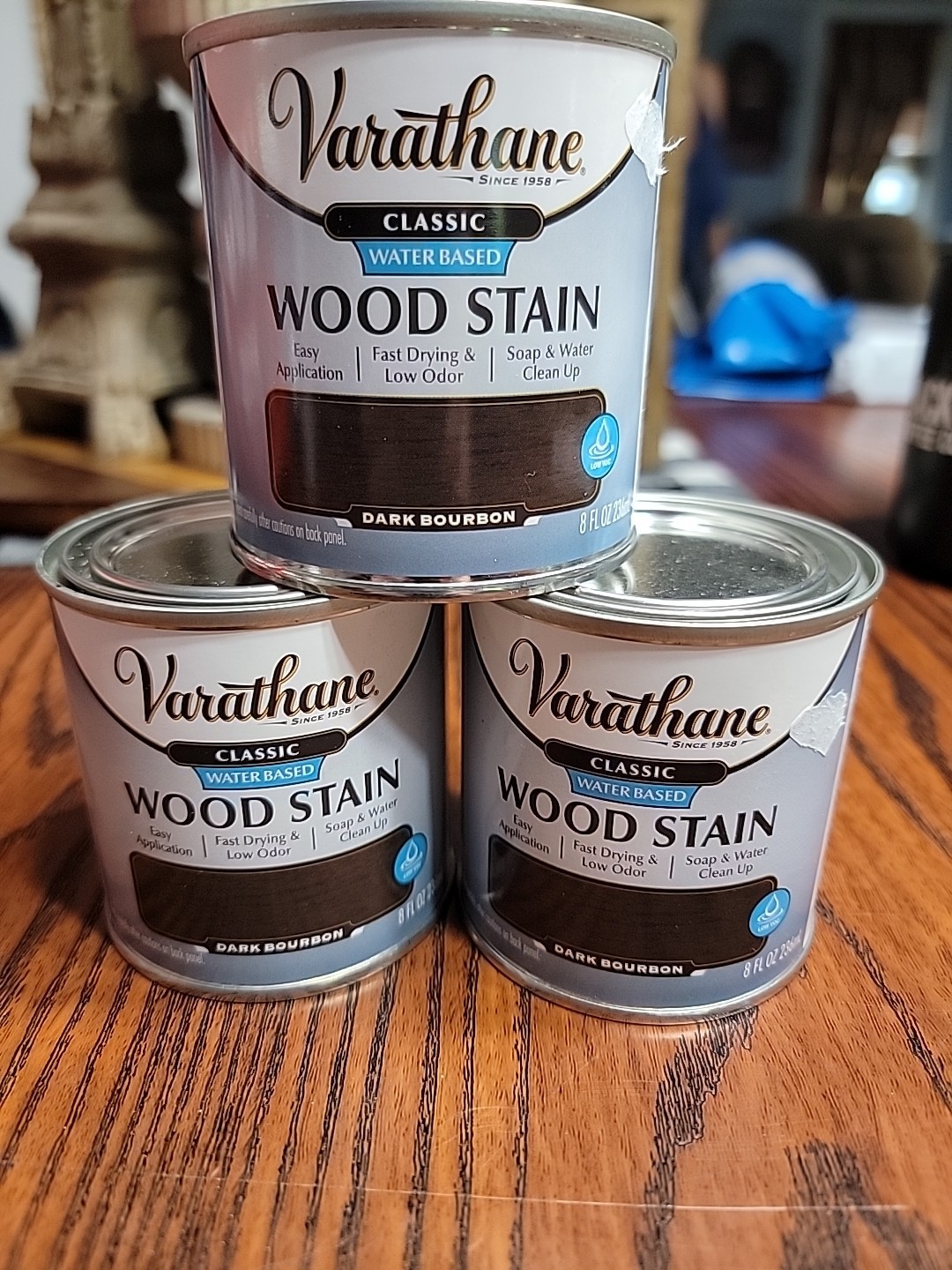 3pk- Varathane Classic, Water Based, Wood Stain, Dark Bourbon, Fast Drying 8oz