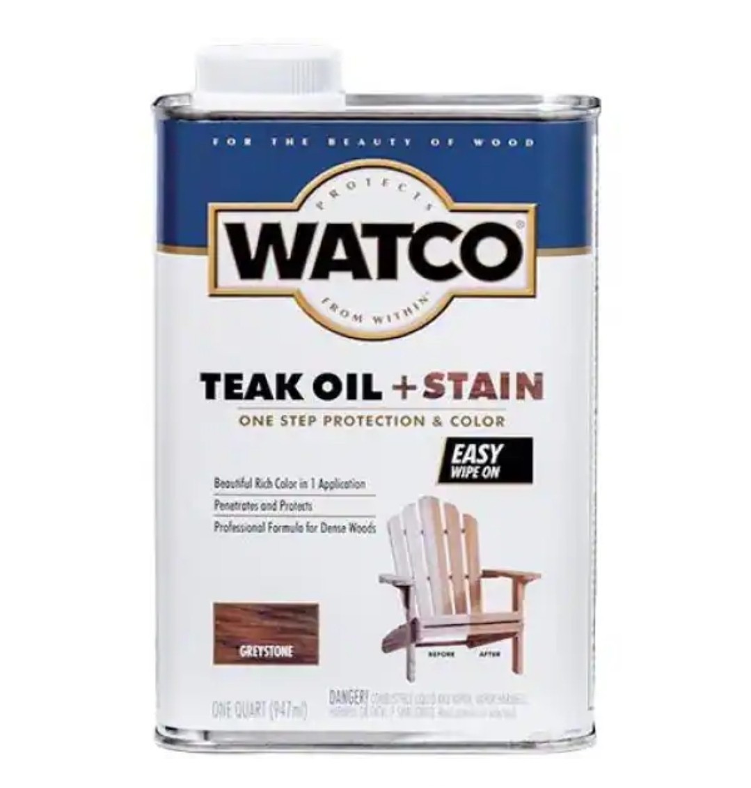 Lot of 2 New Watco Teak Oil Plus Stain One Step Protection 1 – Quart Greystone
