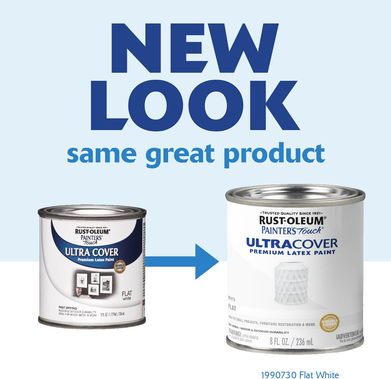 Rust-Oleum Painter’s Touch Latex Flat White – Interior & Exterior Brush-On Paint