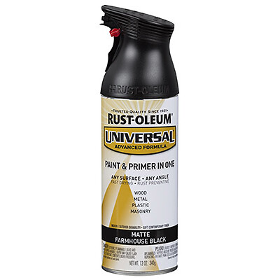 Rust-Oleum 330505 Universal Paint & Primer Matte Spray Paint, Farmhouse Black,