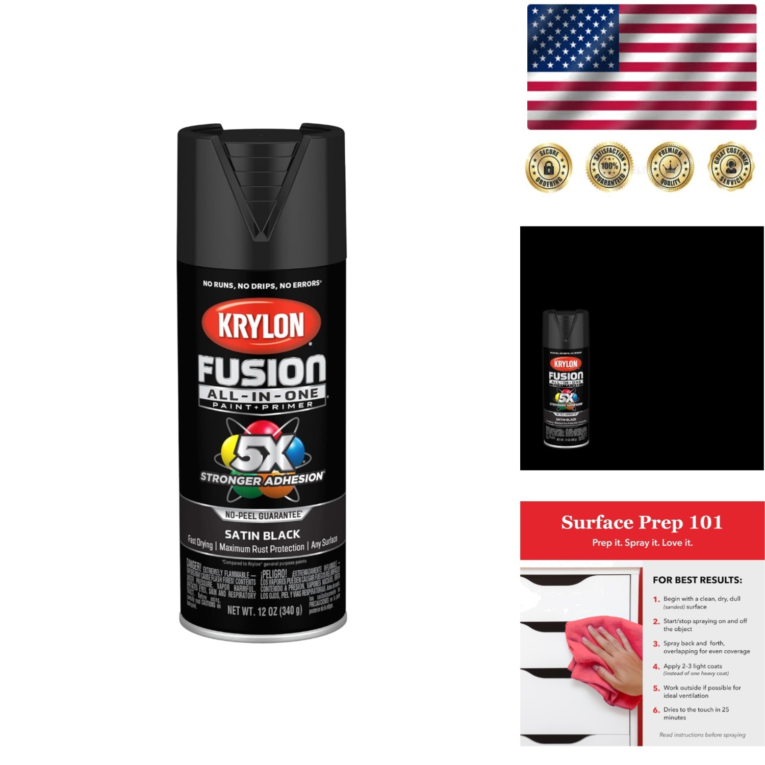 Quick Dry Fusion All-In-One Spray Paint, 12 oz – Rust Resistant for All Surfaces