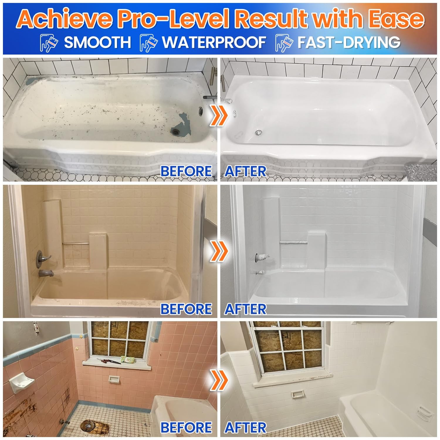 Specialty Tub and Tile Paint, Water-based Tub and Tile Refinishing Kit with T…