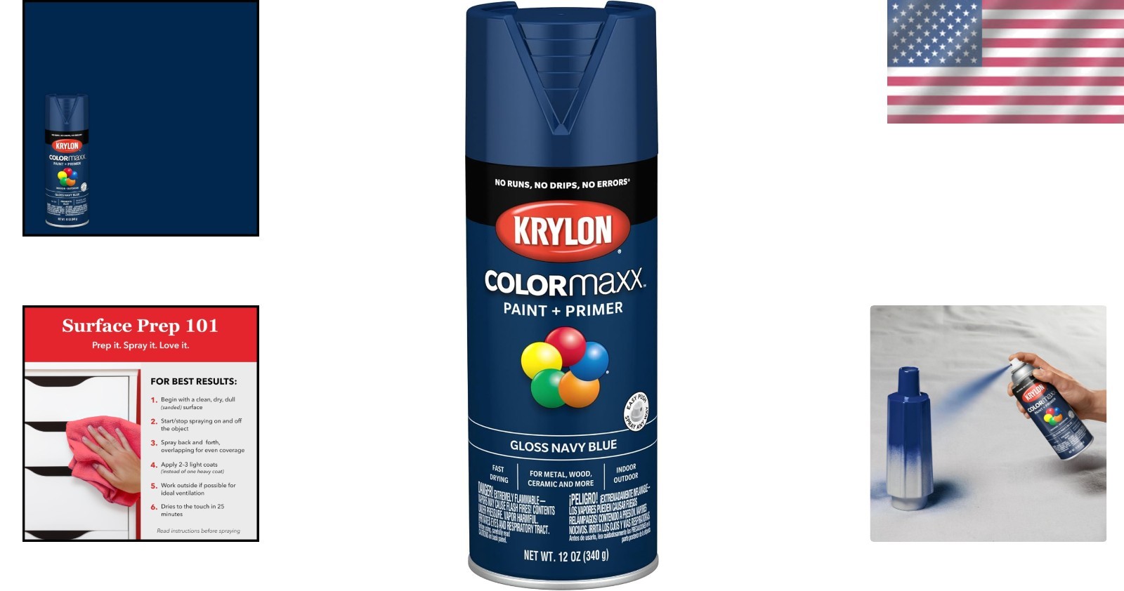 12 oz. Rust Resistant Gloss Navy Blue Spray Paint for Indoor & Outdoor Projects
