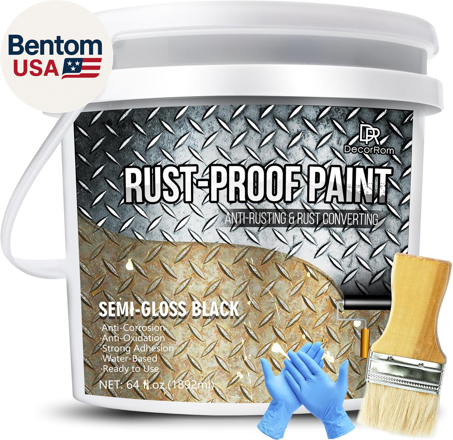 2 in 1 Rust Converter & Metal Primer – 64Oz Black Rust Reformer Paint for Metal,