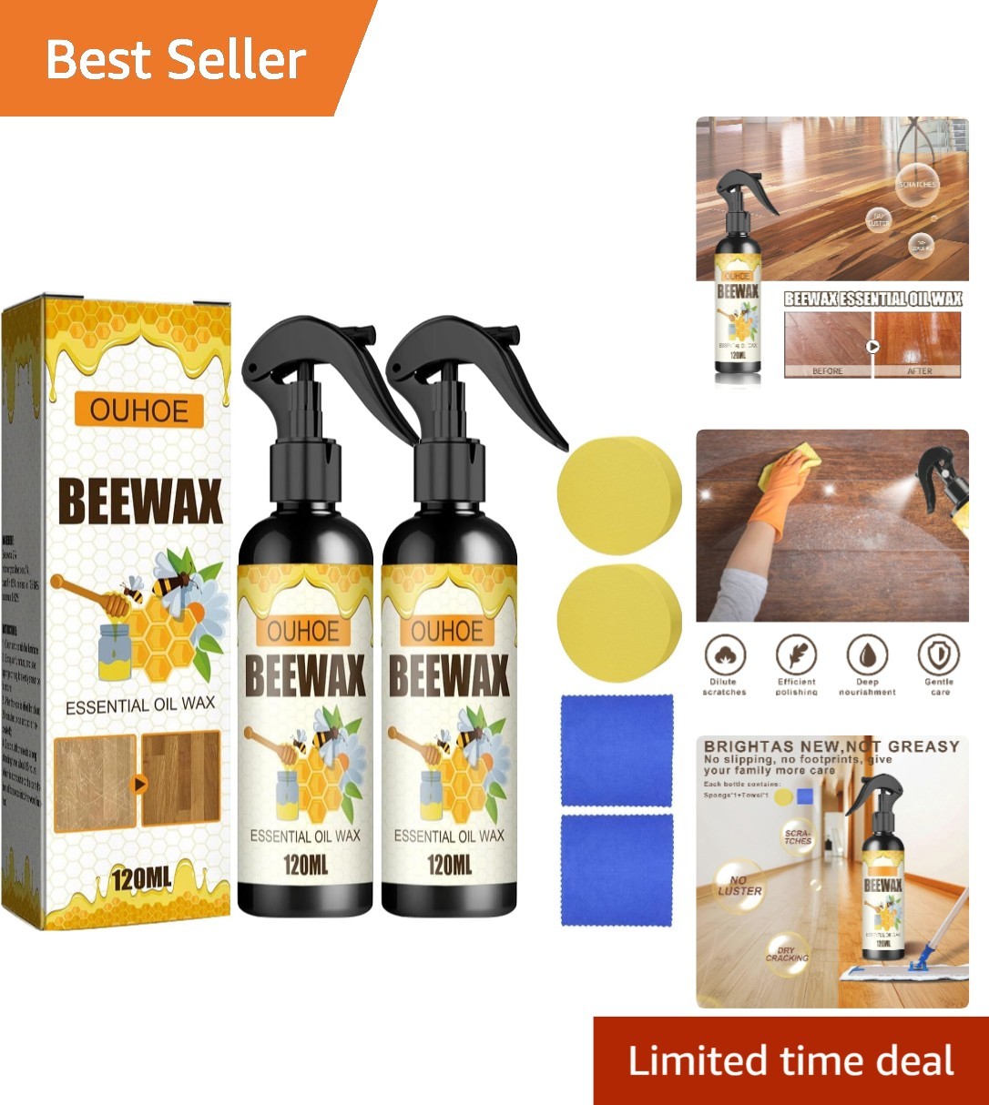 Beeswax Spray 2PCS – Durable Polish and Protector for Wooden Surfaces