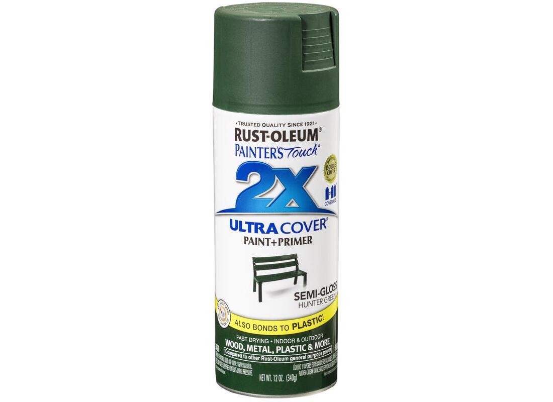 PAINTER’S Touch Semi-Gloss Spray Paint, Semi-Gloss, Hunter Green, 12 oz, Aerosol