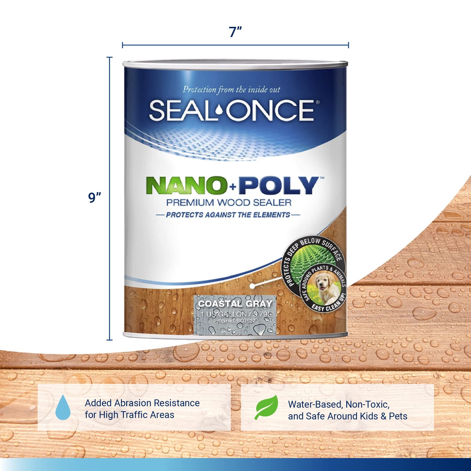 Nano Poly Wood Sealer Polyurethane Coastal Gray Waterproof Deck Fence 1 Gallon