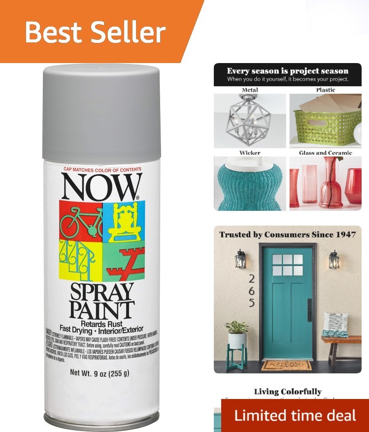 Versatile 9 oz NOW Gray Primer Spray Paint – Rust-Resistant and Easy Application