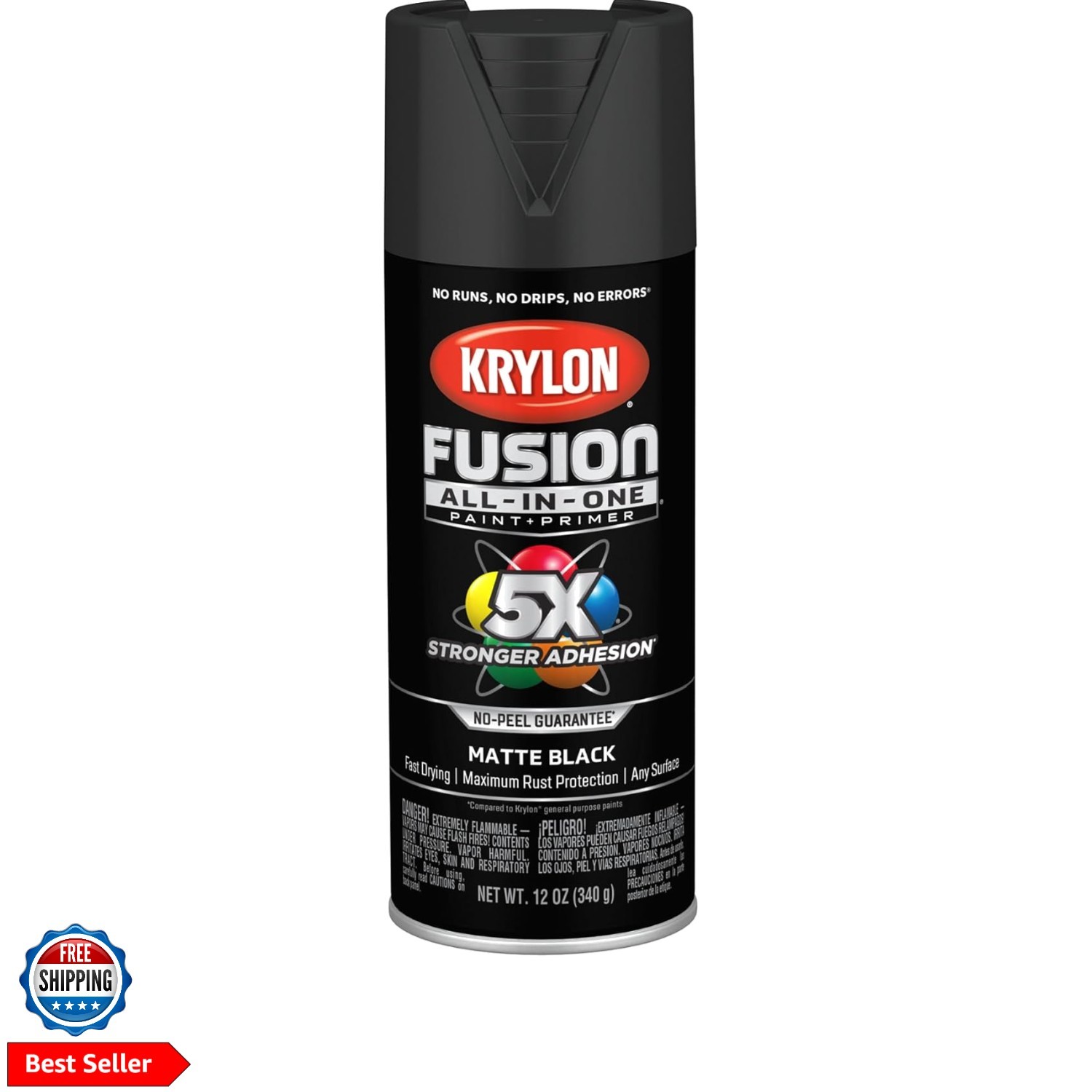 Fusion All-In-One Adhesive Spray Paint for Indoor/Outdoor Use, 12 oz, Black