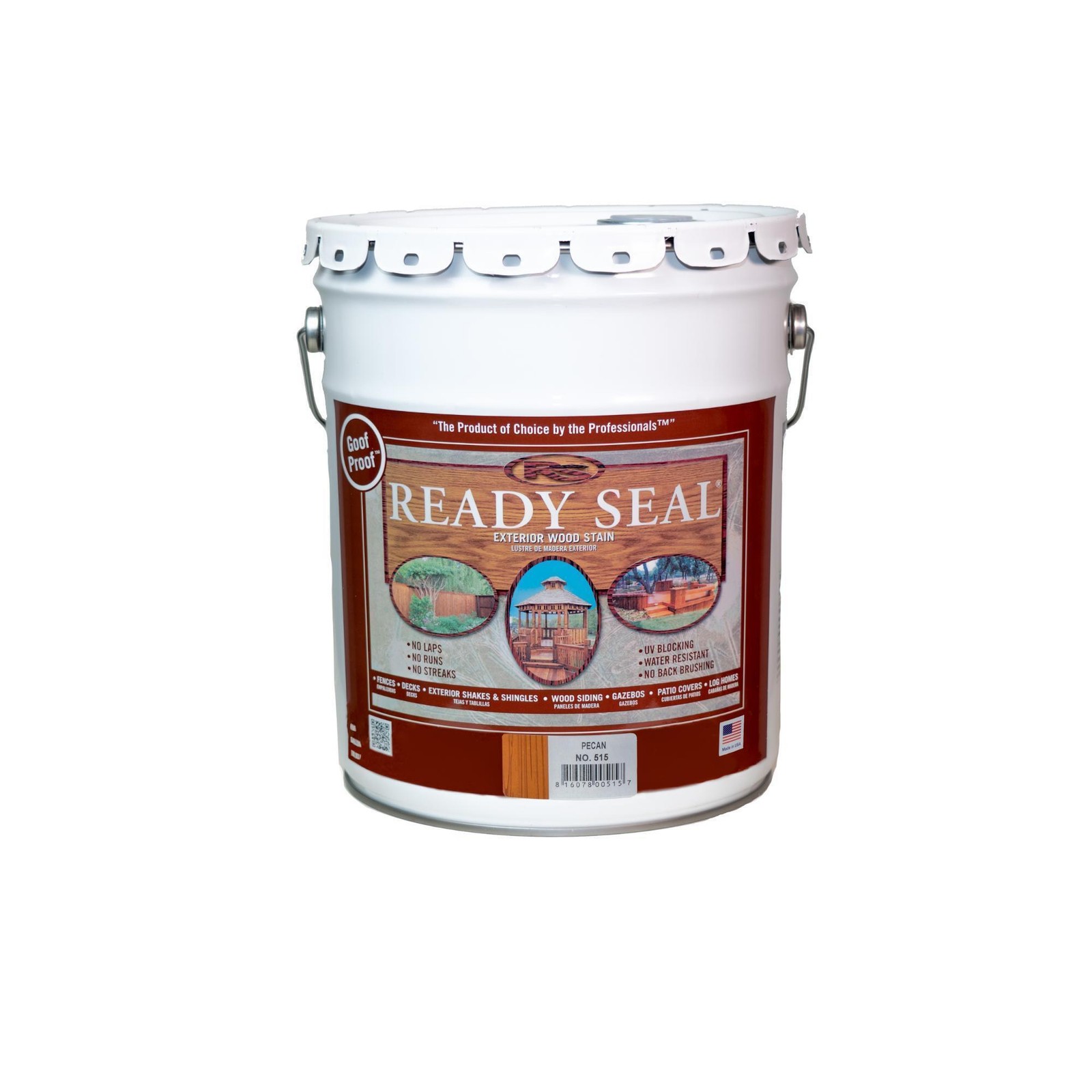 READY SEAL Exterior Wood Stain and Sealer, 5-Gal., Pecan, Semi-Transparent,