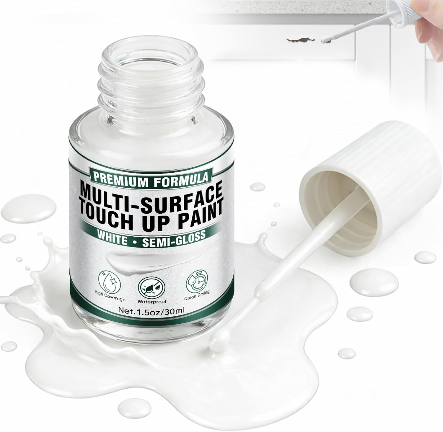 White Touch up Paint, White Paint for Walls, Doors, Cabinets & Furniture, High A