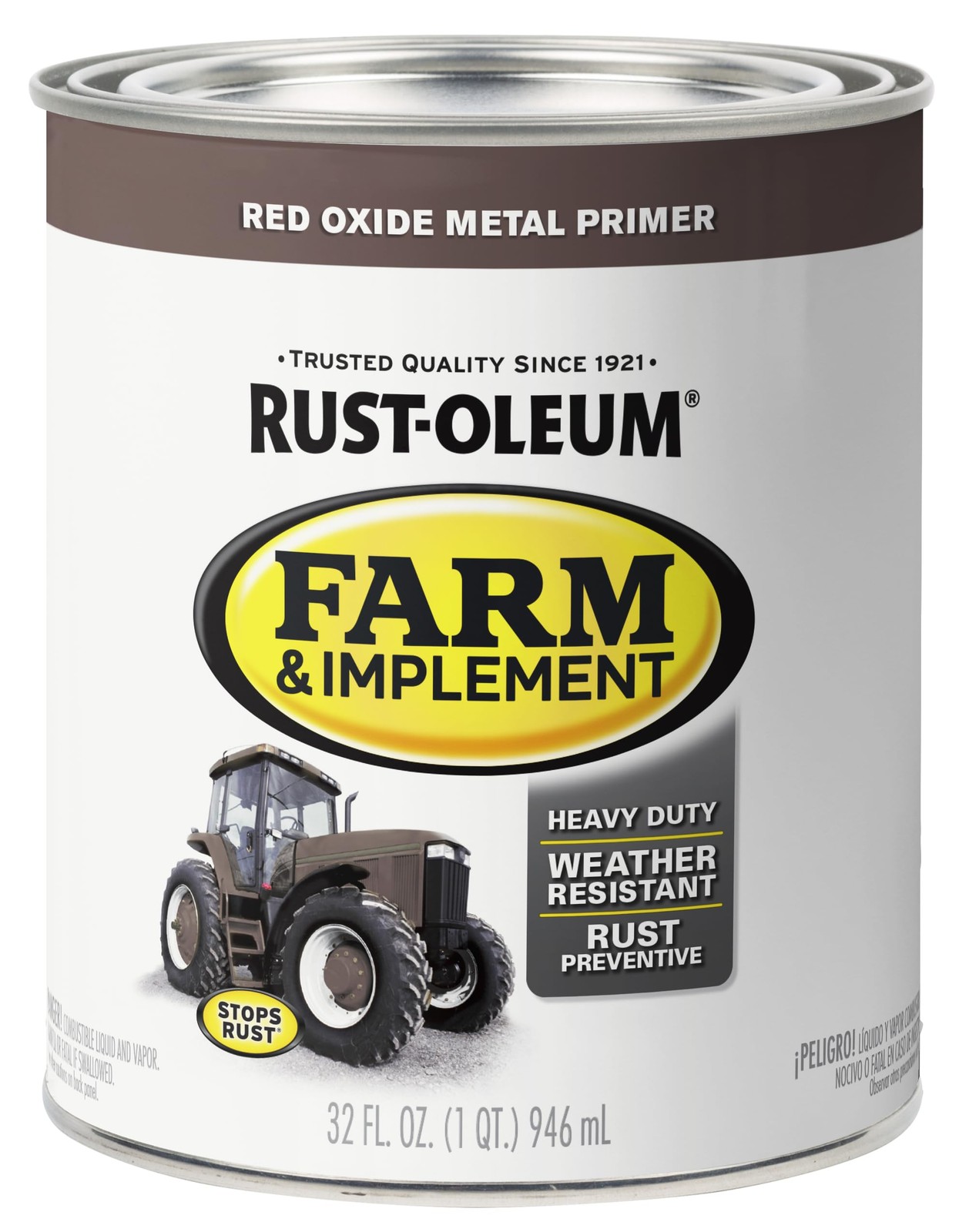Rust Oleum Red Oxide Metal Primer Paint Quart for Tractors Trailers Mowers