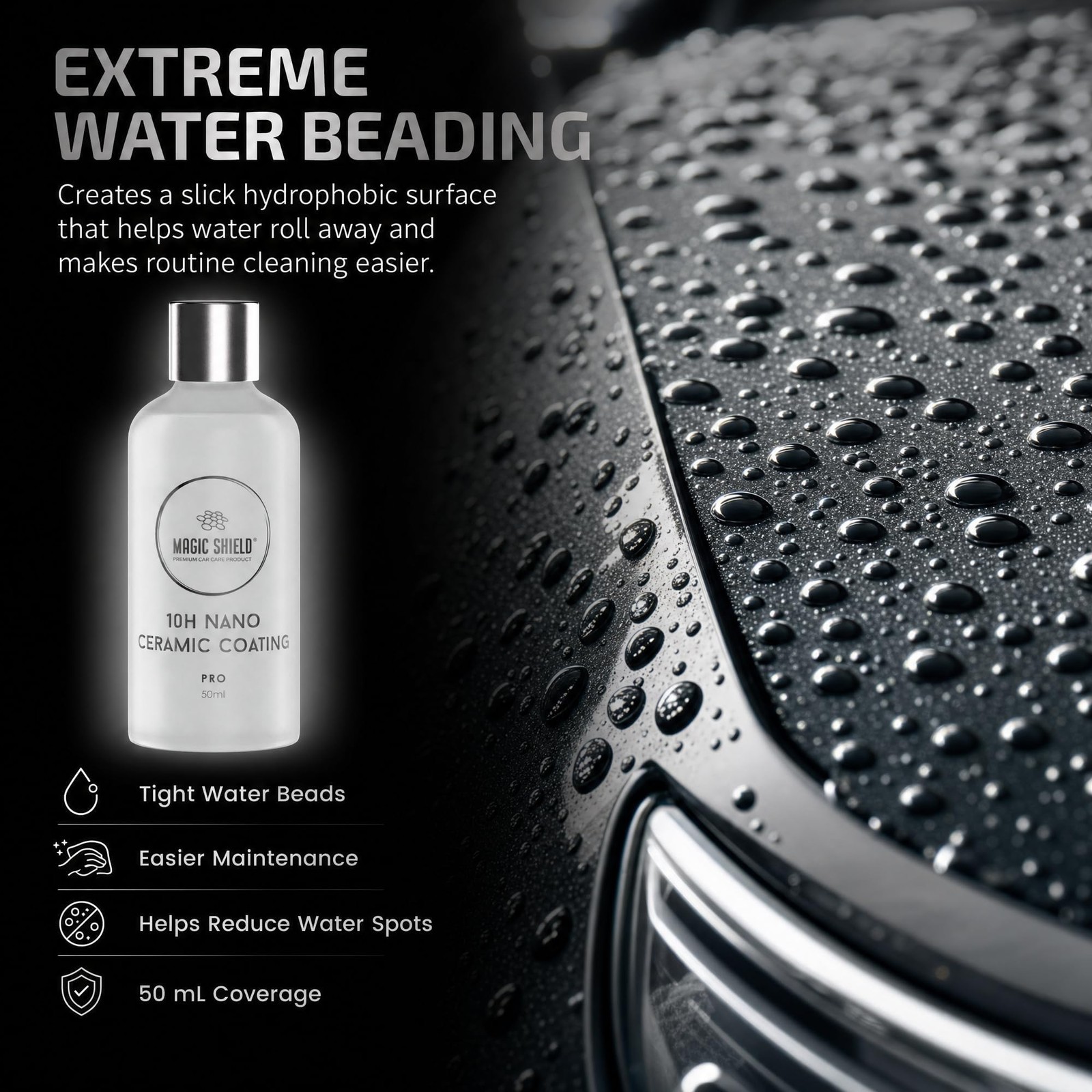 Magic Shield PRO 10H SiO2 Ceramic Coating for Cars, 50 mL | Self-healing fini…