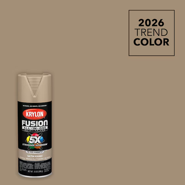 Krylon Fusion All-In-One Satin 2026 Trend Of The Year Khaki, 12 oz – Spray paint