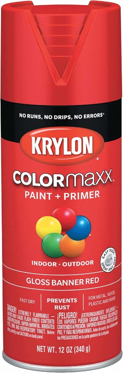 Fast-Drying Rust-Resistant Banner Red Spray Paint – Krylon COLORmaxx 12oz Can