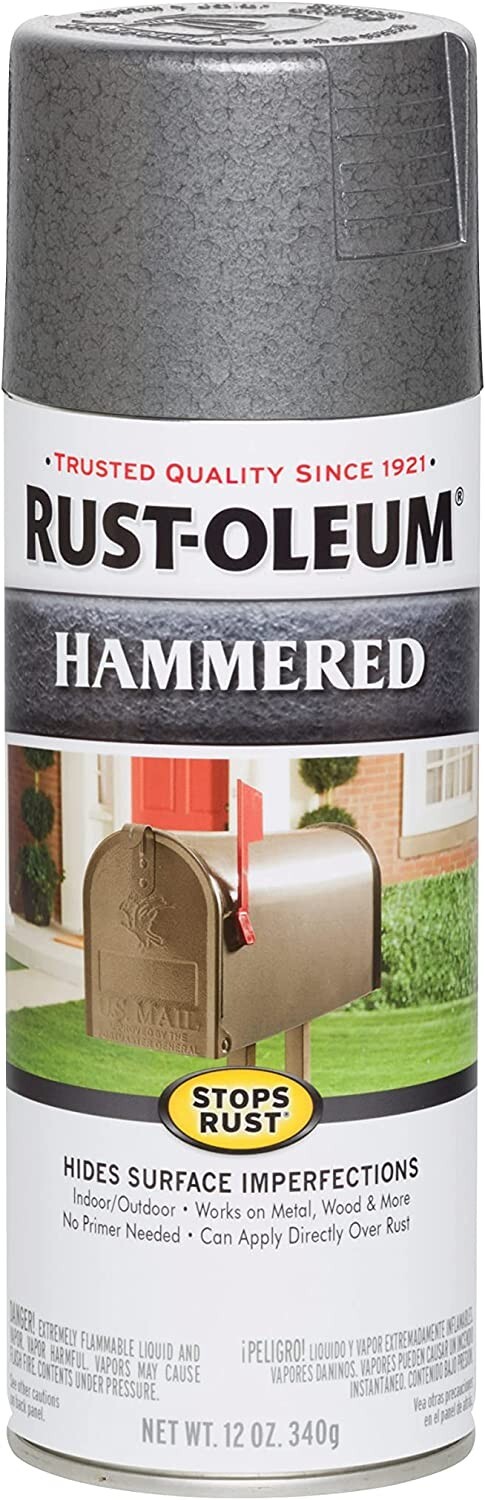 Rust-Oleum 7214830 Stops Rust Hammered Spray Paint, 12 Oz, Gray, Pack of 1