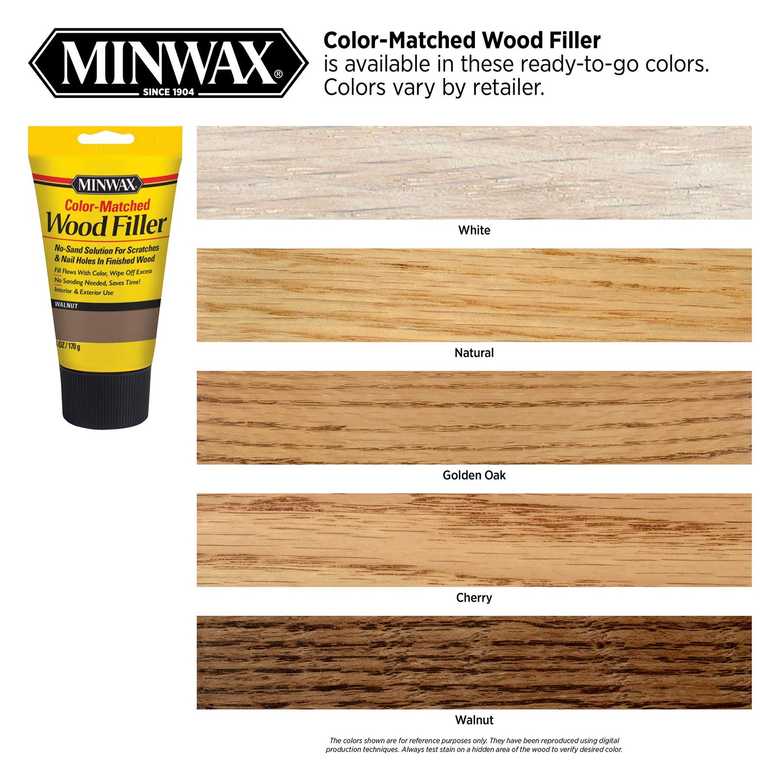Minwax Color-Matched Wood Filler, White, 6 oz 6 oz., White