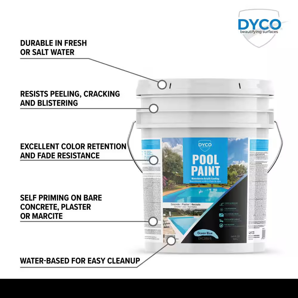 Pool Paint 5 Gal. 3151 Ocean Blue Semi-Gloss Acrylic Exterior Paint