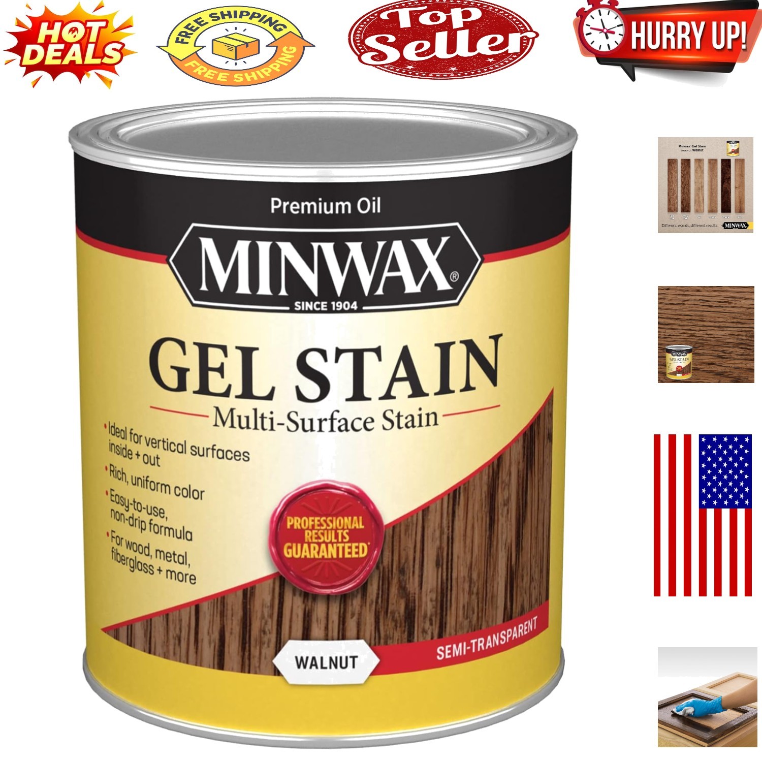 Rich Walnut Interior & Exterior Wood Stain — Non-Drip Formula, Easy Applicati…