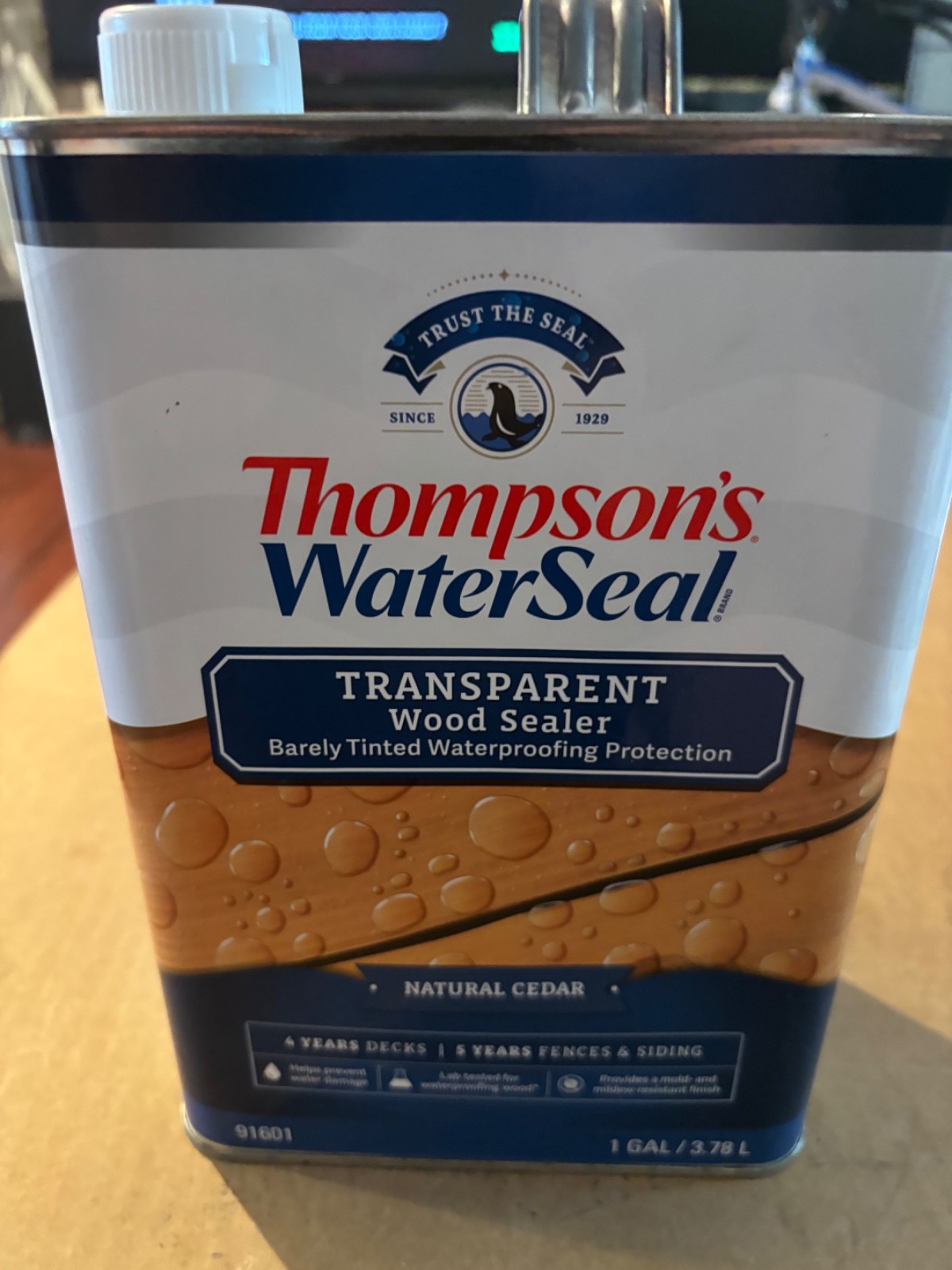 Thompson’s WaterSeal Transparent Wood Stain, Natural Cedar, 1 Gallon