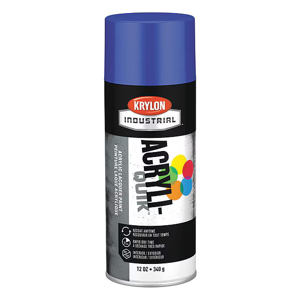 Industrial Spray Paint, True Blue, Gloss, Solvent, 12 oz K01910A07 Industrial